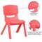 Flash Furniture Red Plastic Stackable School Chair with 10.5'' Seat Height, PK4 4-YU-YCX4-003-RED-GG - alternate 3